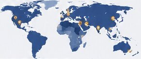 World map showing Skyzip presence